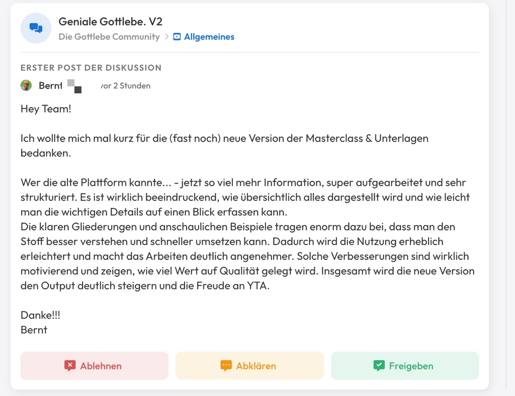 Kundenfeedback Gottlebe