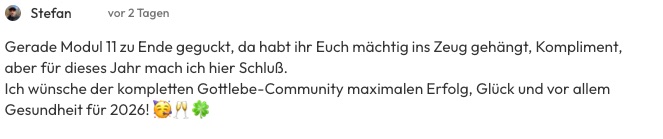 Kundenfeedback Gottlebe