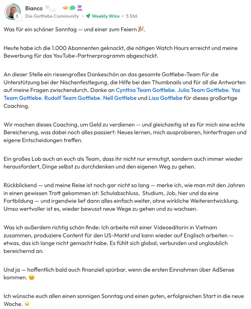 Kundenfeedback Gottlebe