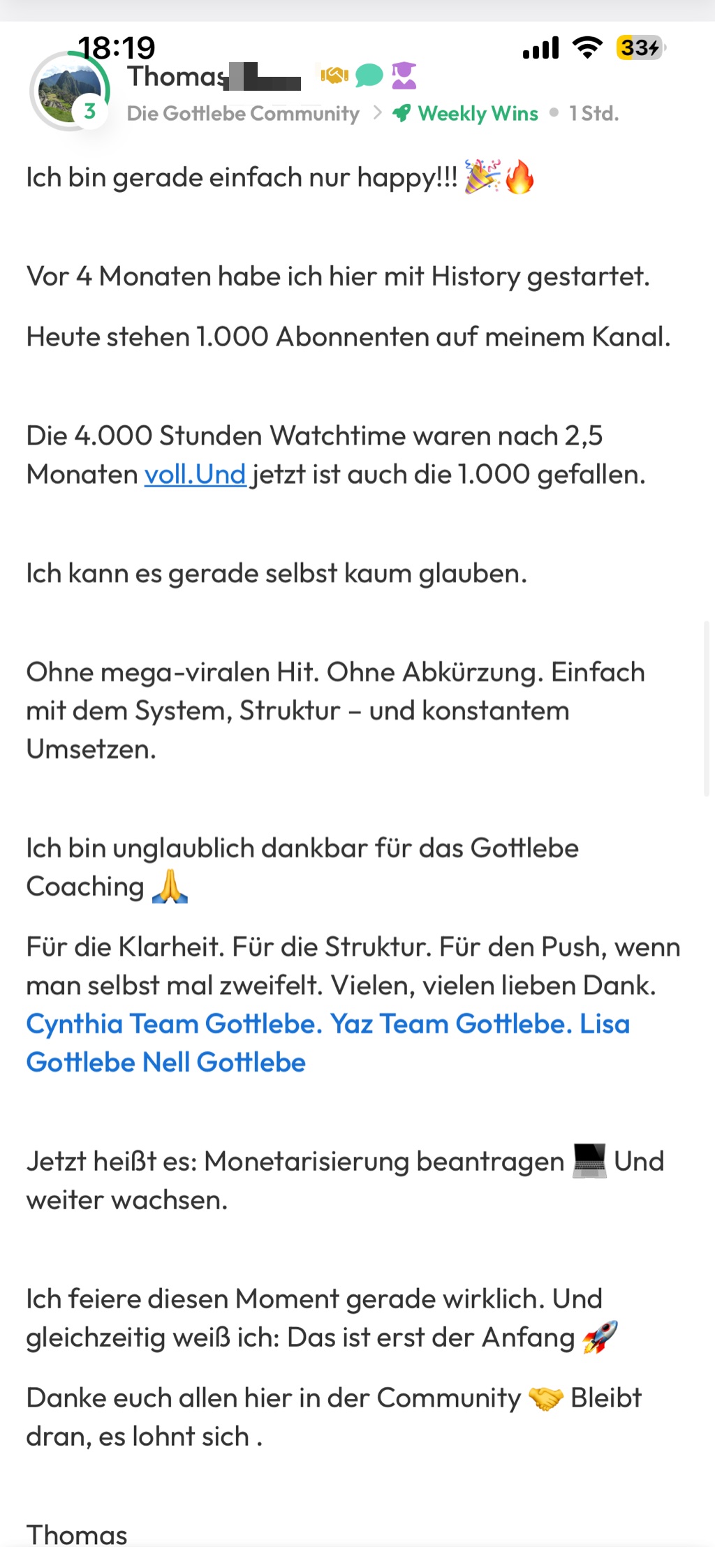Kundenfeedback Gottlebe
