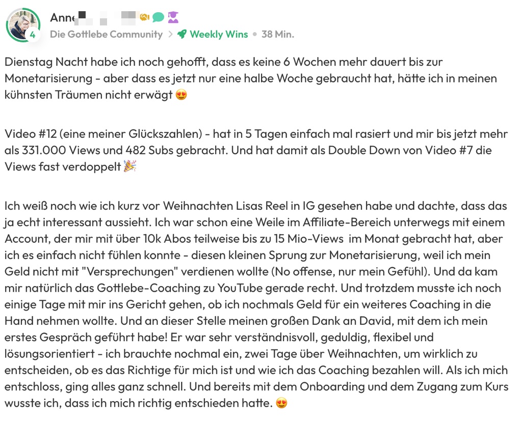Kundenfeedback Gottlebe