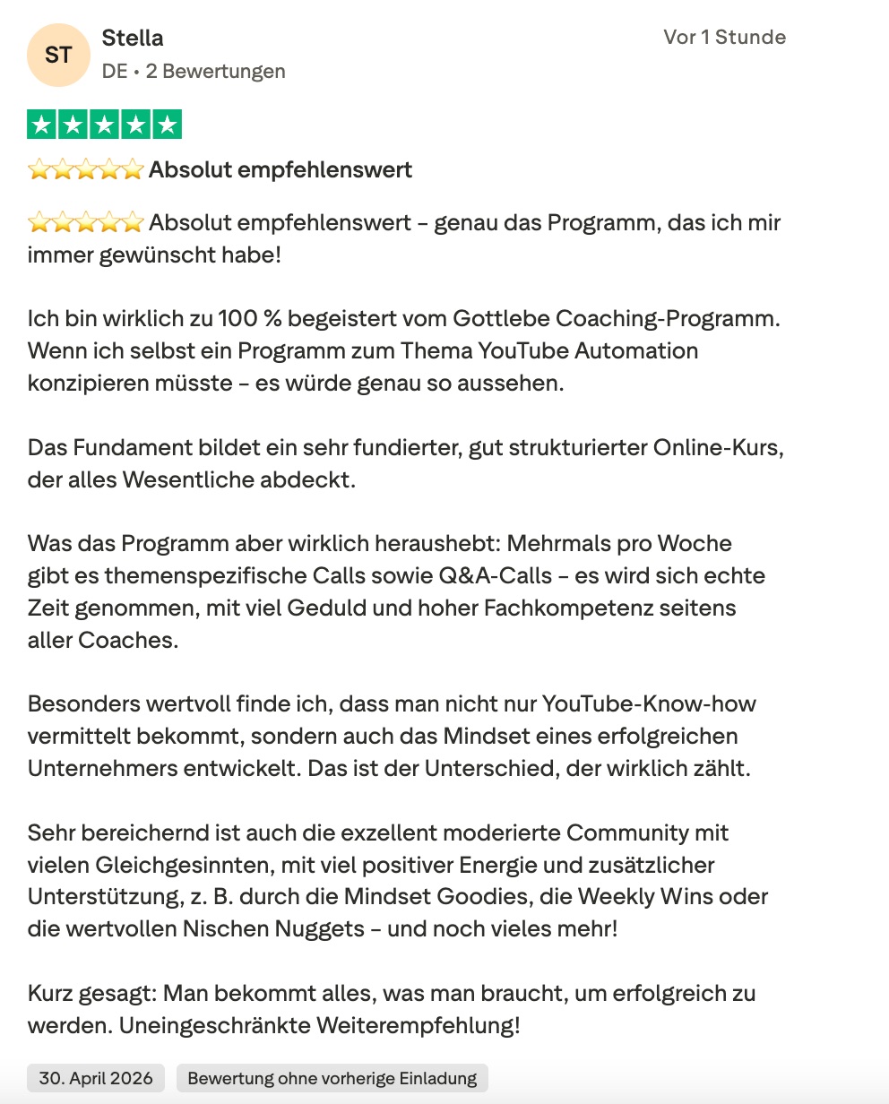 Kundenfeedback Gottlebe